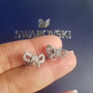 AUTHENTIC Swarovski Lifelong Crystal Bow Earrings Like NEW
